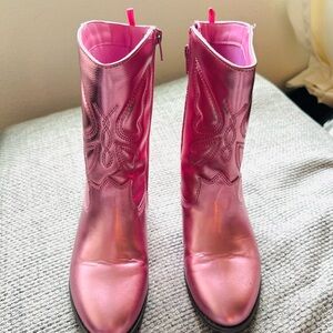 Old Navy Stylish Pink Metallic Girls Cowboy Boots Size 5